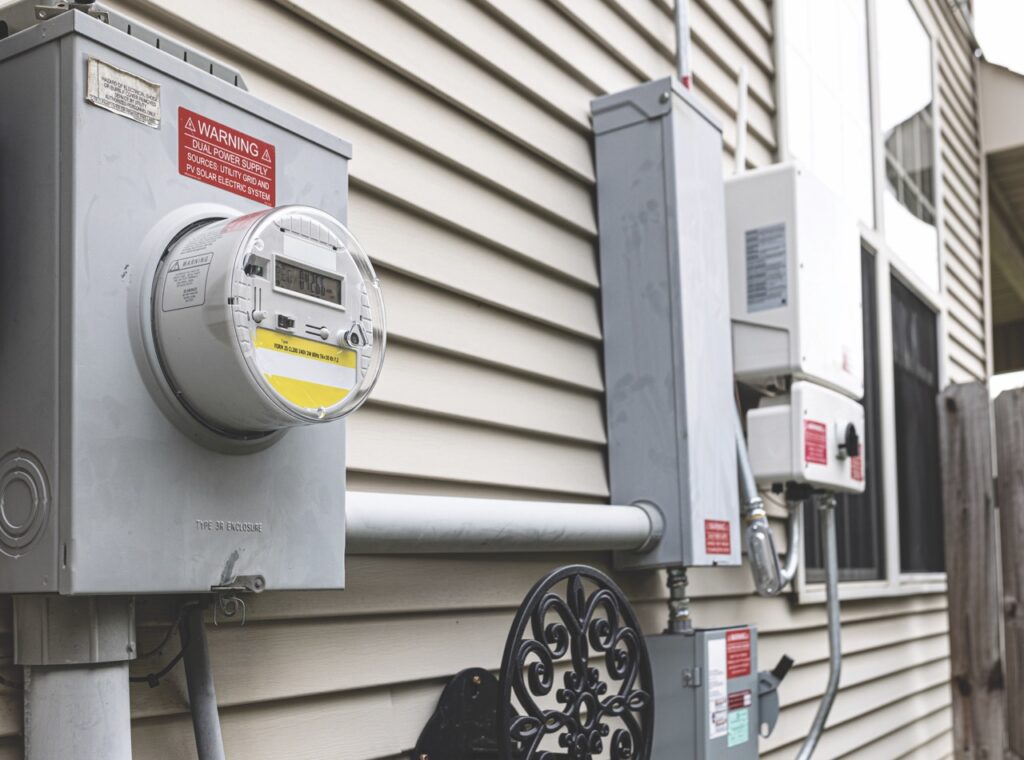 Electric meter on a house