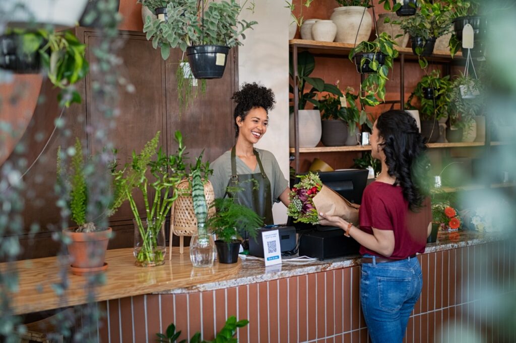 Woman in flower shop