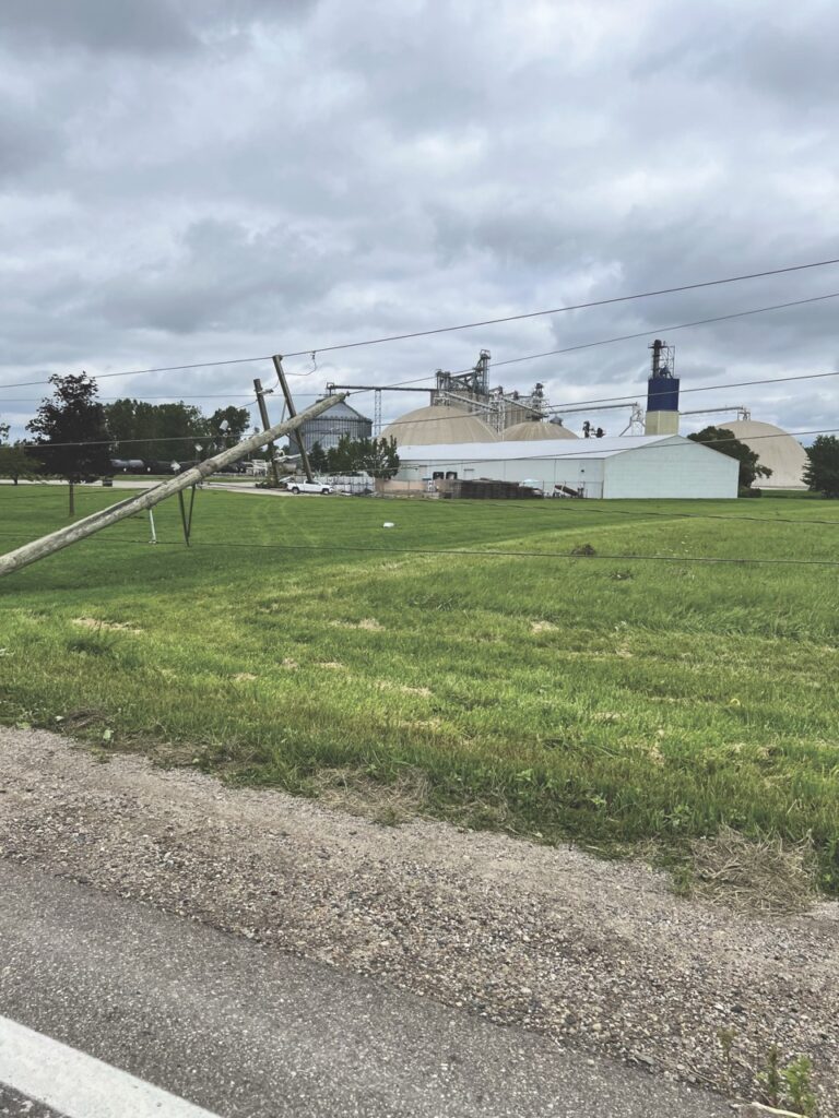 Downed power lines on a farm