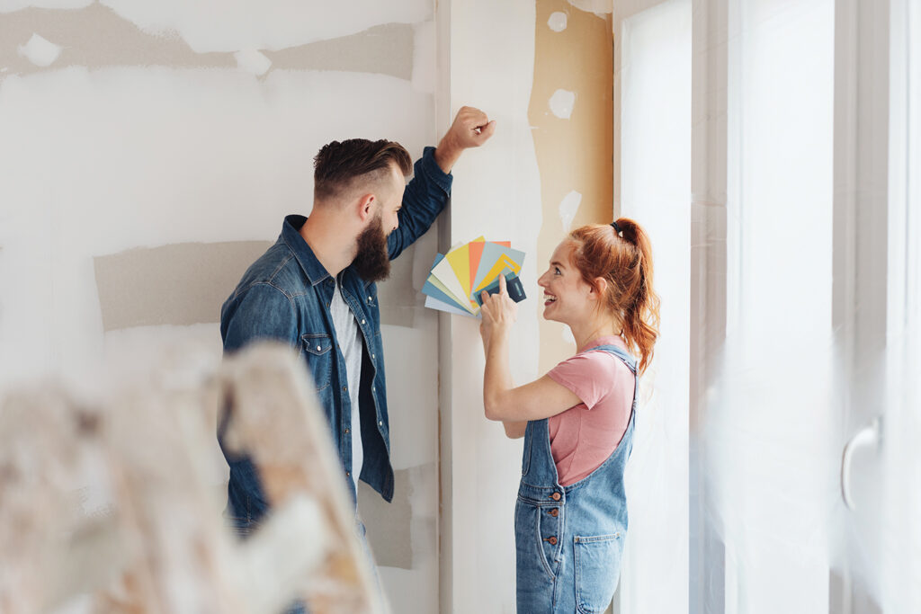 Couple choosing paint colors