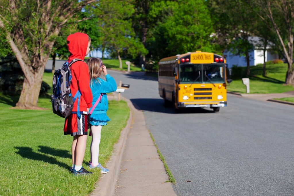 Students waiting for bus